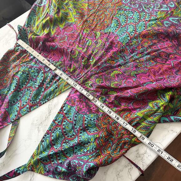 LikeMary Bohemian Print Multicolor Harem Jumpsuit women's size S/M - Picture 10 of 11